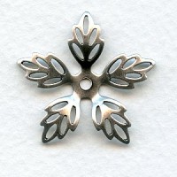 Flower Filigree Oxidized Silver 30mm (6)