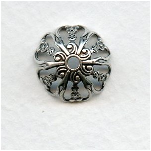Ornate Filigree Bead Caps 16mm Oxidized Silver (12)