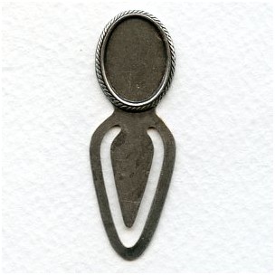 Bookmark Findings with 18x13mm Settings Oxidized Silver (4)