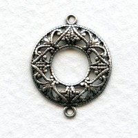 Filigree Connector Hoops 2 Loops Oxidized Silver (6)