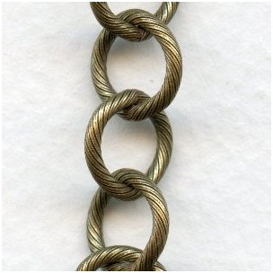 Large 10mm Link Textured Chain Oxidized Brass (3 ft)