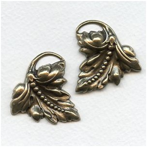 Bead Detail Leaves Oxidized Brass 37mm (1 set)