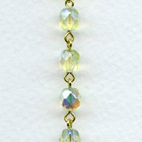 ^Jonquil AB Faceted 6mm Beads Rosary Chain Brass Linkage (1 ft)