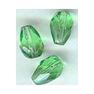 ^Peridot Fire Polished Glass Tear Drop Beads 10x7mm