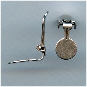 Clip Earring Findings 10mm Disc Oxidized Silver (12)