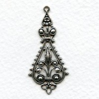Filigree Pendant Drops 43mm Oxidized Silver (6)