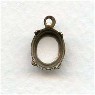 Oval 10x8mm Open Back Settings Oxidized Brass (12)