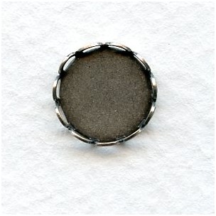 Lace Edge Settings for 11mm Rounds Oxidized Silver (12)