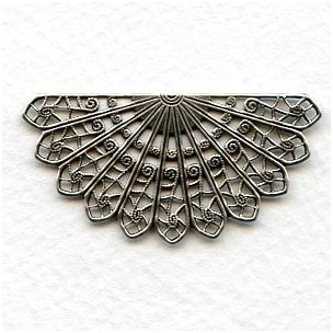 Filigree Fan Shape Oxidized Silver 44mm (4)