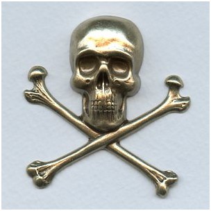 Large Skull and Crossbones Oxidized Brass 55mm (1)