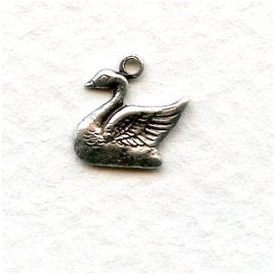 Peaceful Swan Charms Oxidized Silver 9mm (12)