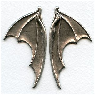 Dragon or Bat Wings Oxidized Silver 68mm (1 set)