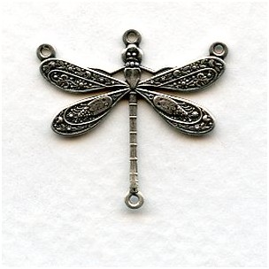 Victorian Dragonfly Connector Oxidized Silver 25mm (6)