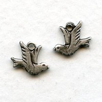 Tiny Doves Taking Flight Oxidized Silver (6 Pairs)