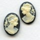 Cameos Girl in a Ponytail 18x13mm Ivory on Jet (3 sets)