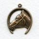 Horse and Horseshoe Pendant Oxidized Brass (4)