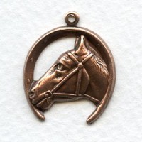 ^Horse and Horseshoe Pendant Oxidized Copper (4)