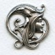 Art Nouveau Faces Oxidized Silver 31mm (2)