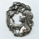 Art Nouveau Girl with Flowers Oxidized Silver 51mm (1)