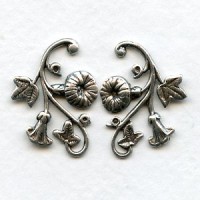 Morning Glory Right and Left Flourishes Oxidized Silver (1 Set)