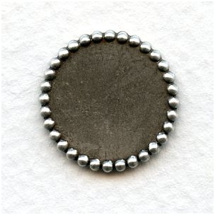 Beaded Edge 15mm Setting Bases Oxidized Silver (6)