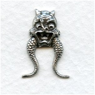 Chinese Dragon Faces 20mm Oxidized Silver (4)