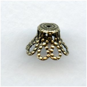 Bell Shape Filigree 12mm Bead Caps Oxidized Brass (12)