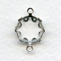 Setting Frame Connectors for 12mm Faceted Stones Oxidized Silver (12)