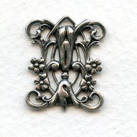 Art Nouveau Style Floral Lily Connector 24mm Silver (2)