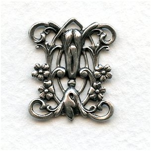 Art Nouveau Style Floral Lily Connector 24mm Silver (2)