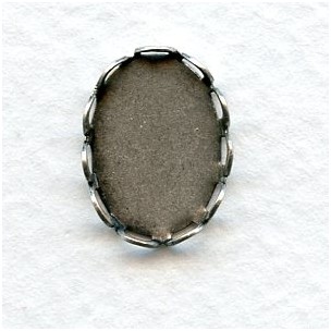 Lace Edge Settings 14x10mm Oxidized Silver (12)