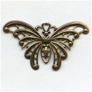 Mega Butterfly Art Deco Style Oxidized Brass 105mm (1)