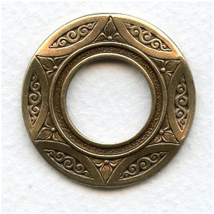 Art Deco Style Porthole Setting Oxidized Brass 35mm (1)