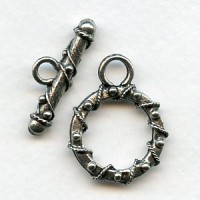 Bead and Rope Detail Toggle Set Oxidized Silver (1 Set)