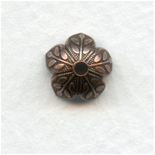 Leaf Embossed Bead Caps 8mm Oxidized Copper (12)