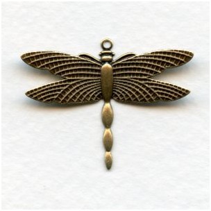 Dragonflies Upturned Wings 28x36mm Oxidized Brass (6)