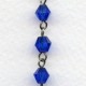 ^Sapphire 6mm Bicone Beads Rosary Chain Black Linkage (1 ft)