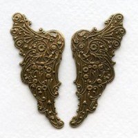 Huge Embossed Angel Wings 54mm Oxidized Brass (1 pair)