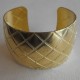 Quilted Texture Wide Cuff Raw Brass