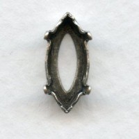 Navette Settings with Four Holes 15x7mm Oxidized Silver (12)