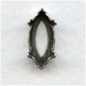 Navette Settings with Four Holes 15x7mm Oxidized Silver (12)