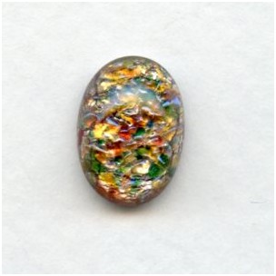 Multi-Color Red Glass Opal Cabochon 14x10mm (1)