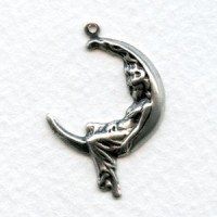 Medium Goddess in the Moon Stampings with a Loop Oxidized Silver (6)