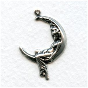 Medium Goddess in the Moon Stampings with a Loop Oxidized Silver (6)