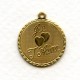 Je T'Aime French Charms Raw Brass Pendants (3)