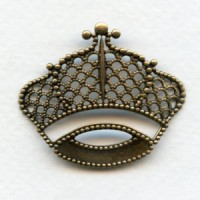 Filigree Crown Stampings Oxidized Brass 43x37mm (3)