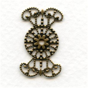 Filigree Connector or Wrap Setting Oxidized Brass (6)
