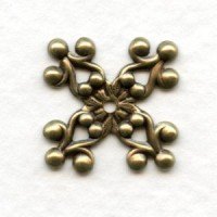 Ornate Prongs Stamping Oxidized Brass 17mm (6)