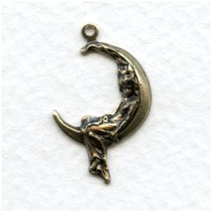 Smaller Goddess in the Moon with Loop Oxidized Brass (6)