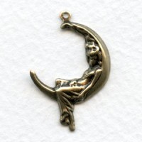 Medium Goddess in the Moon Stampings with a Loop Oxidized Brass (6)